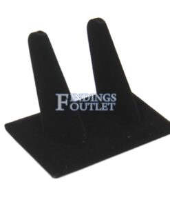 Black Velvet 2 Ring Jewelry Display Holder Long Finger Showcase Organizer Stand Angle