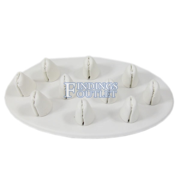 White Faux Leather 10 Ring Jewelry Display Holder Showcase Ten Finger Stand Tray Plain