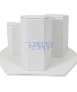 White Faux Leather 3 Ring Jewelry Display Holder Slotted Showcase Tower Stand Side