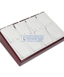 Rosewood White Faux Leather 8 Slot Pendant Jewelry Display Holder Showcase Tray Angle