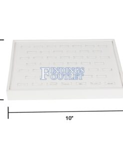 White Faux Leather 46 Slot Ring Jewelry Display Holder Tray Showcase Stand Dimension