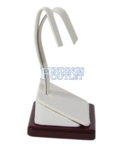 Rosewood White Faux Leather One Pair Earring Jewelry Display Holder Stand Ramp Side