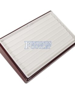 Rosewood White Faux Leather 8 Bracelet Jewelry Display Holder Showcase Tray Angle