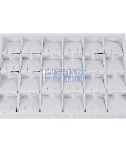 White Faux Leather 24 Pair Earring Jewelry Display Holder Showcase Tray Stand Straight