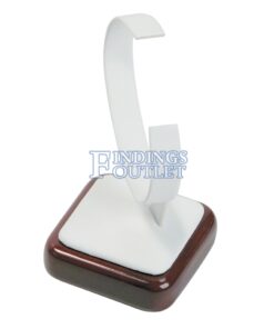 Rosewood White Faux Leather Watch Bangle Bracelet Jewelry Display Holder Stand Angle