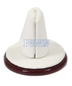 Rosewood White Faux Leather Single Ring Jewelry Display Holder Round Finger Stand Angle