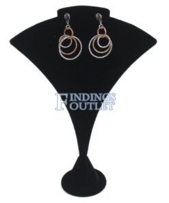 Black Velvet Single Necklace & Earring Jewelry Display Holder Large Stand Straight