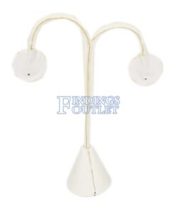 White Faux Leather Earring Jewelry Display Holder Small Fancy Earring Stand Back