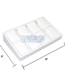 White Faux Leather 8 Slot Pendant Jewelry Display Holder Showcase Slanted Tray Dimension