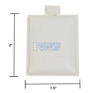 Earring card, PVC plastic, opaque white, 2x2 inch square. Sold per