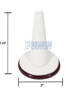 Rosewood White Faux Leather Single Ring Jewelry Display Holder Round Finger Stand Dimensions