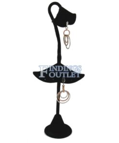 Black Velvet 8 Pair Earring Jewelry Display Holder Ginko 2-Tier Stand Straight