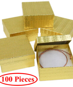 3.75" x 3.75" x 2” Gold Cotton Filled Gift Box