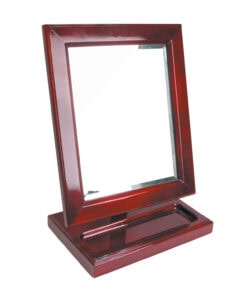 Countertop Adjustable Rotating Rosewood Wooden Frame Glass Mirror With Tray