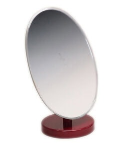 Countertop Adjustable Rotating Rosewood Wooden Frame Oval Glass Mirror 9" x 15"