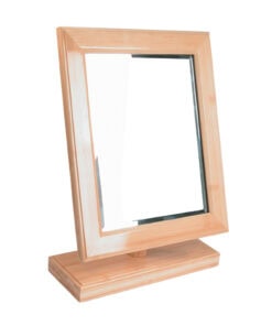 Countertop Adjustable Rotating Natural Wooden Frame Glass Mirror 10" x 14"