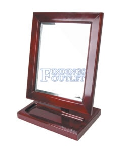 Countertop Adjustable Rotating Rosewood Wooden Frame Glass Mirror With Tray Angle