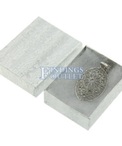 2.25" x 1.75" Silver Cotton Filled Gift Box Filled