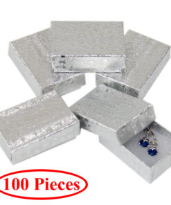 2" x 1.25" Silver Cotton Filled Gift Box