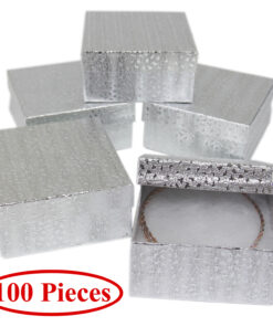 3.75" x 3.75" x 2” Silver Cotton Filled Gift Box