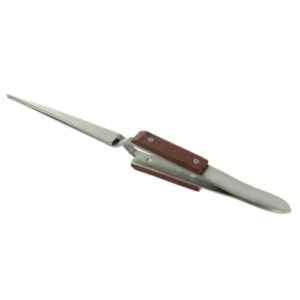 Stainless Steel Curved Cross-Lock Tweezers with Fiber-Grip Handles