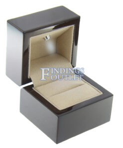 Deluxe Glossy Wooden LED Lighted Engagement Ring Box Open