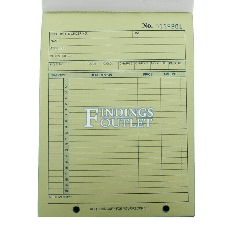 Retail Sales Receipt Order Book - Findings Outlet
