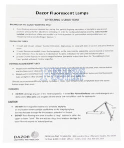 Dazor 3-Tube Fluorescent Clamp Style Jewelers Bench Lamp Instruction