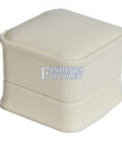 Cream Soft Leather Ring Box Display Jewelry Gift Box 1 Dozen Closed